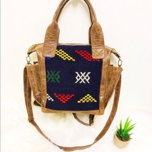 Moroccan convertible day bag-genuine leather bag